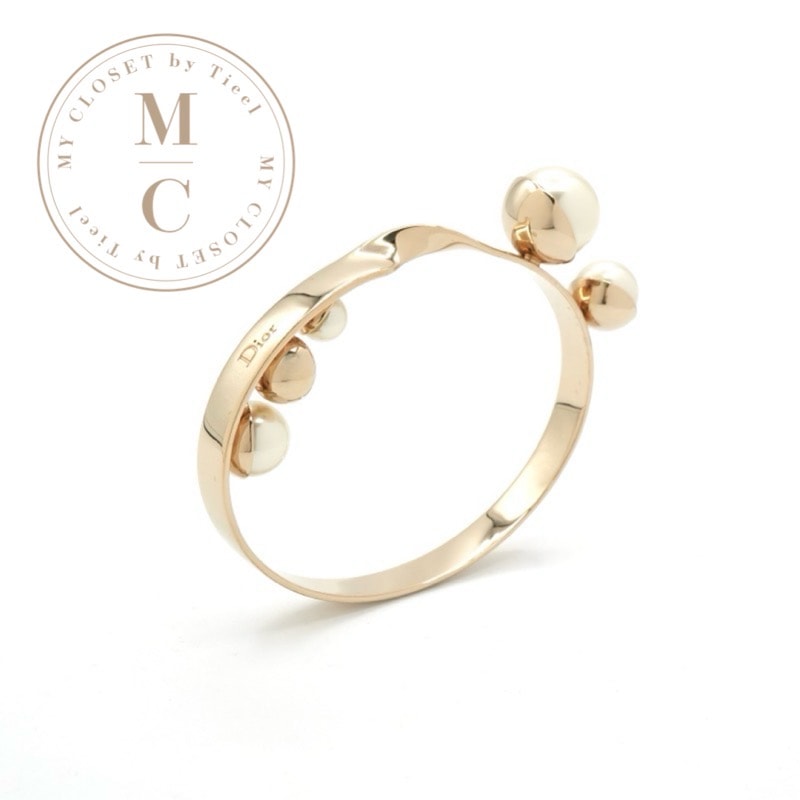 クリスチャンディオール CHRISTIAN DIOR ブレスレット バングル ロゴ パール ゴールド