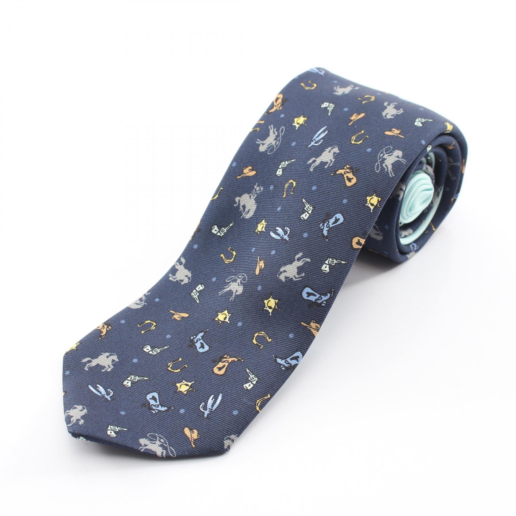 プラダ PRADA 総柄 ネクタイ 衣料品 シルク メンズ ネイビー系 / ブルー系 / マルチカラー 【中古】