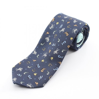 プラダ PRADA 総柄 ネクタイ 衣料品 シルク メンズ ネイビー系 / ブルー系 / マルチカラー 【中古】