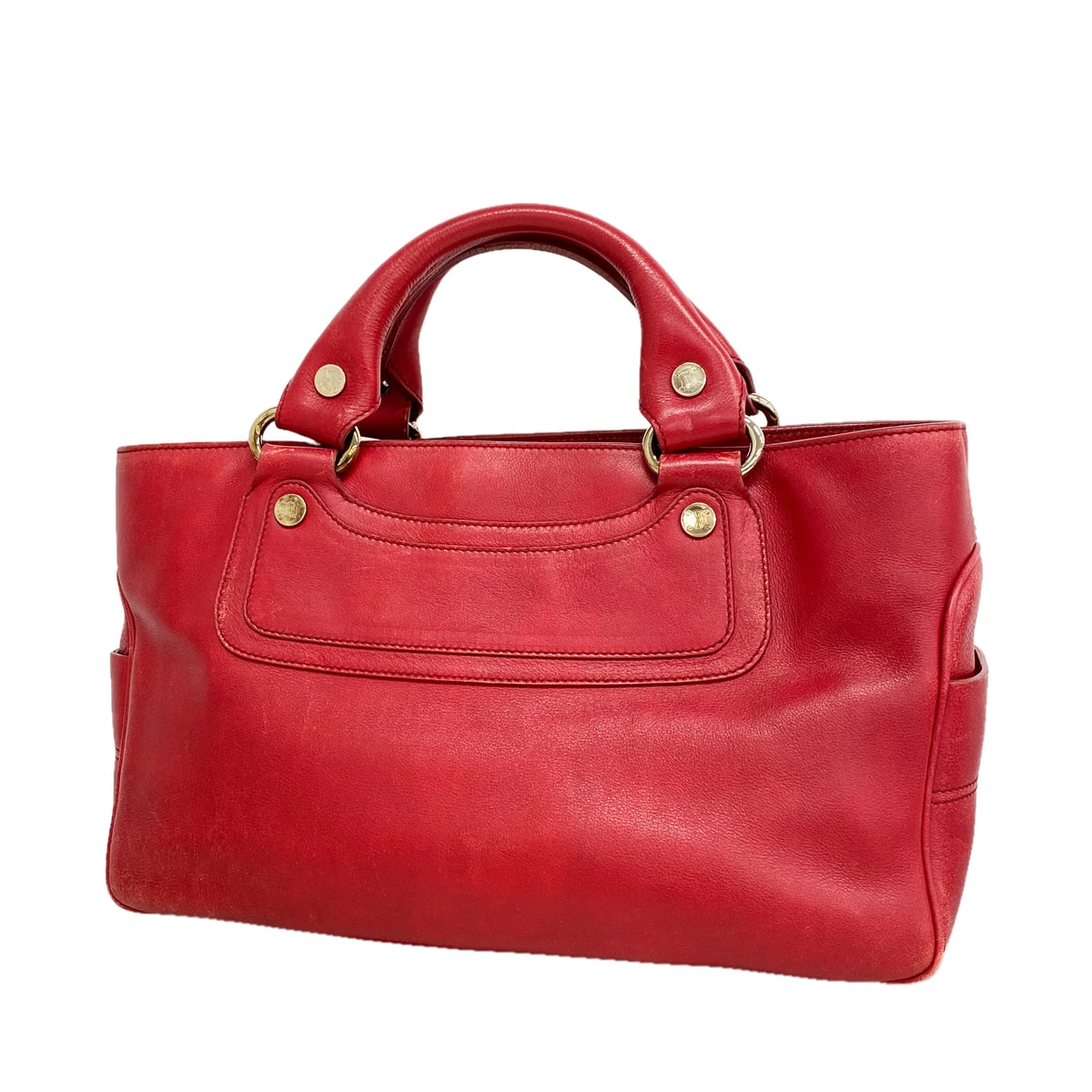 【6ib2292】セリーヌ ハンドバッグ ブギーバッグ レザー レッド シルバー金具【中古】レディース