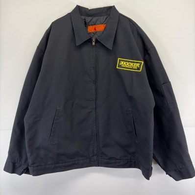 古着 レッドキャップ RED KAP ジャケット フルジップ ワッペン 襟付 大きいサイズ ワーク 作業着 2XL ブラック メンズ