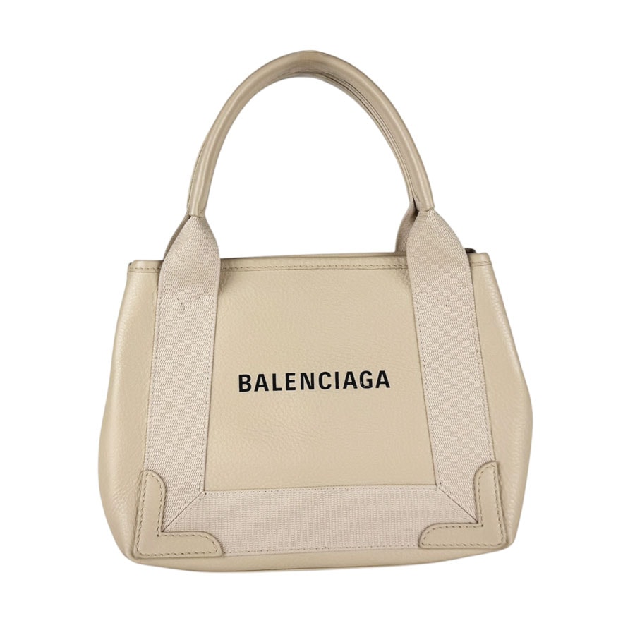 バレンシアガ BALENCIAGA ハンドバッグ ネイビーカバスXS レザー ベージュ レディース【中古】 z11022