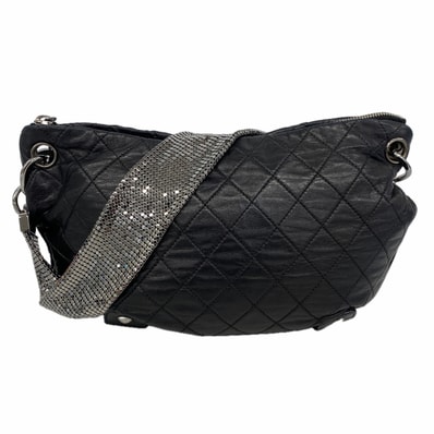 ★最終価格【6ie6942】シャネル ショルダーバッグ マトラッセ ラムスキン ブラック シルバー金具【中古】レディース