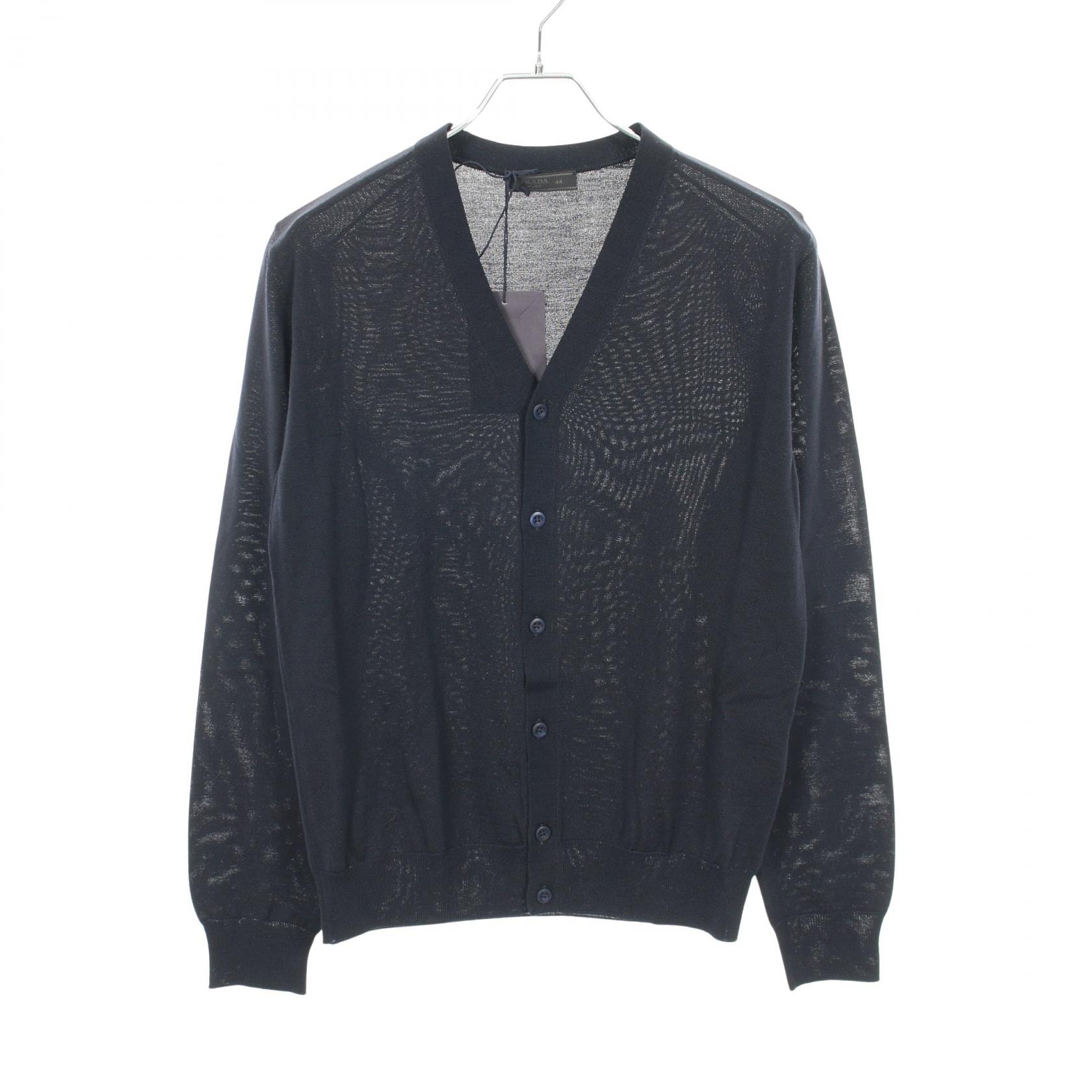 プラダ PRADA カーディガン 衣料品 トップス ウール メンズ ネイビー系 DNA959 【中古】