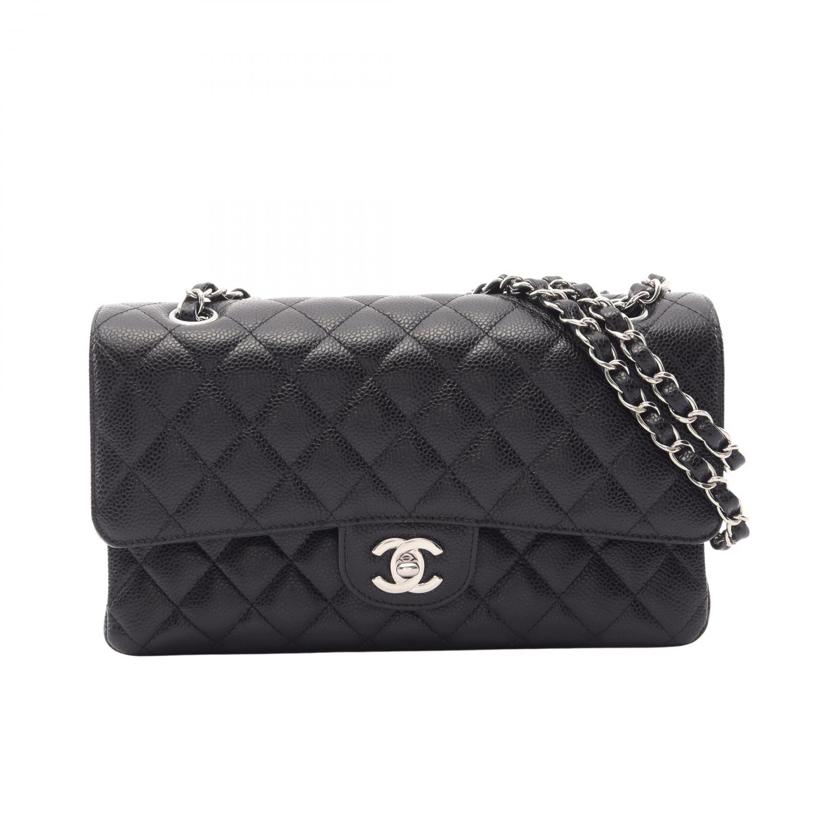 シャネル CHANEL マトラッセ Wフラップ ショルダーバッグ バッグ キャビアスキン(グレインドカーフ) レディース ブラック系 【中古】