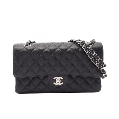 シャネル CHANEL マトラッセ Wフラップ ショルダーバッグ バッグ キャビアスキン(グレインドカーフ) レディース ブラック系 【中古】