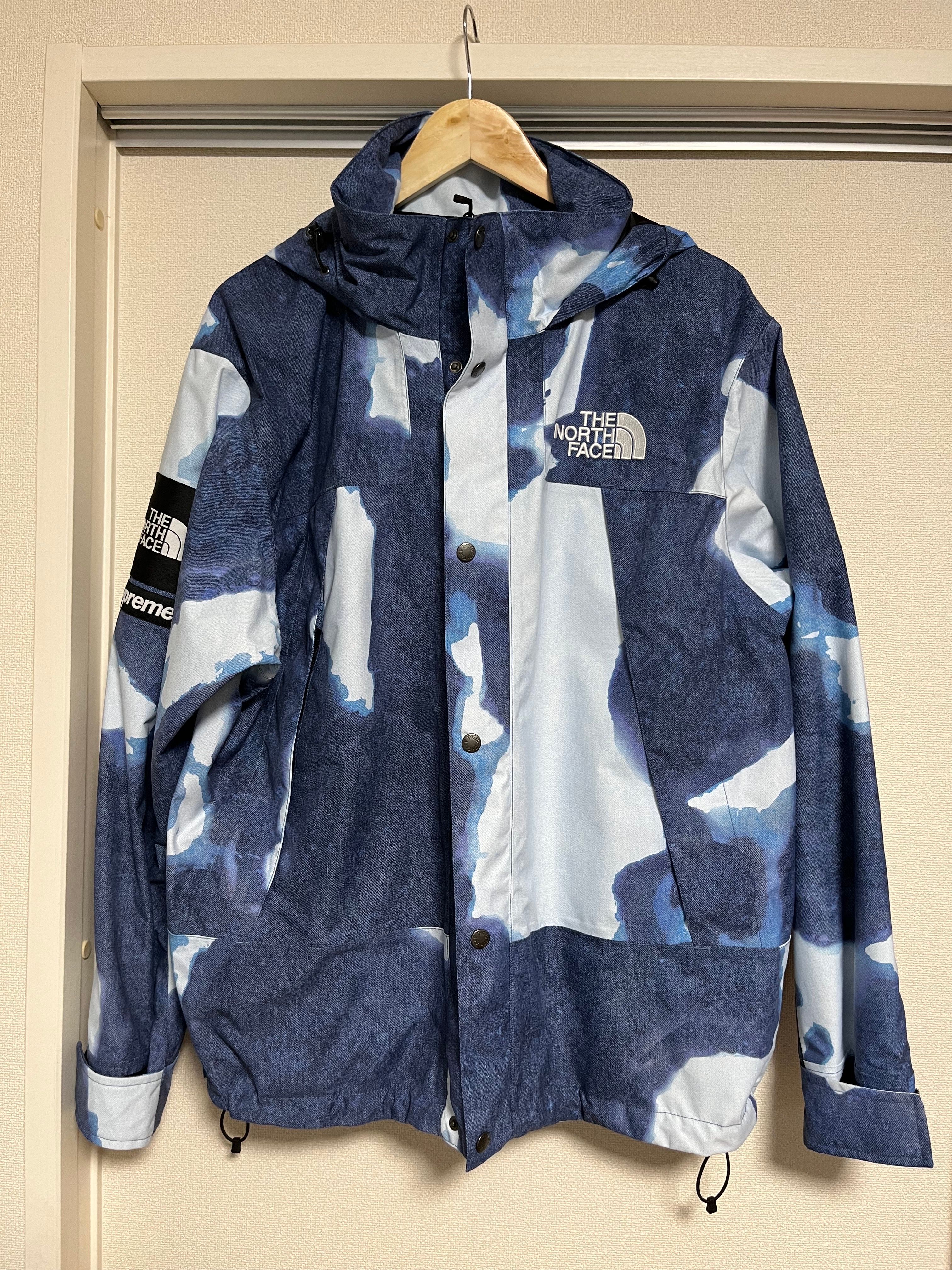 Supreme x The North Face Bleached Denim Print Mountain Jacket "Indigo"
