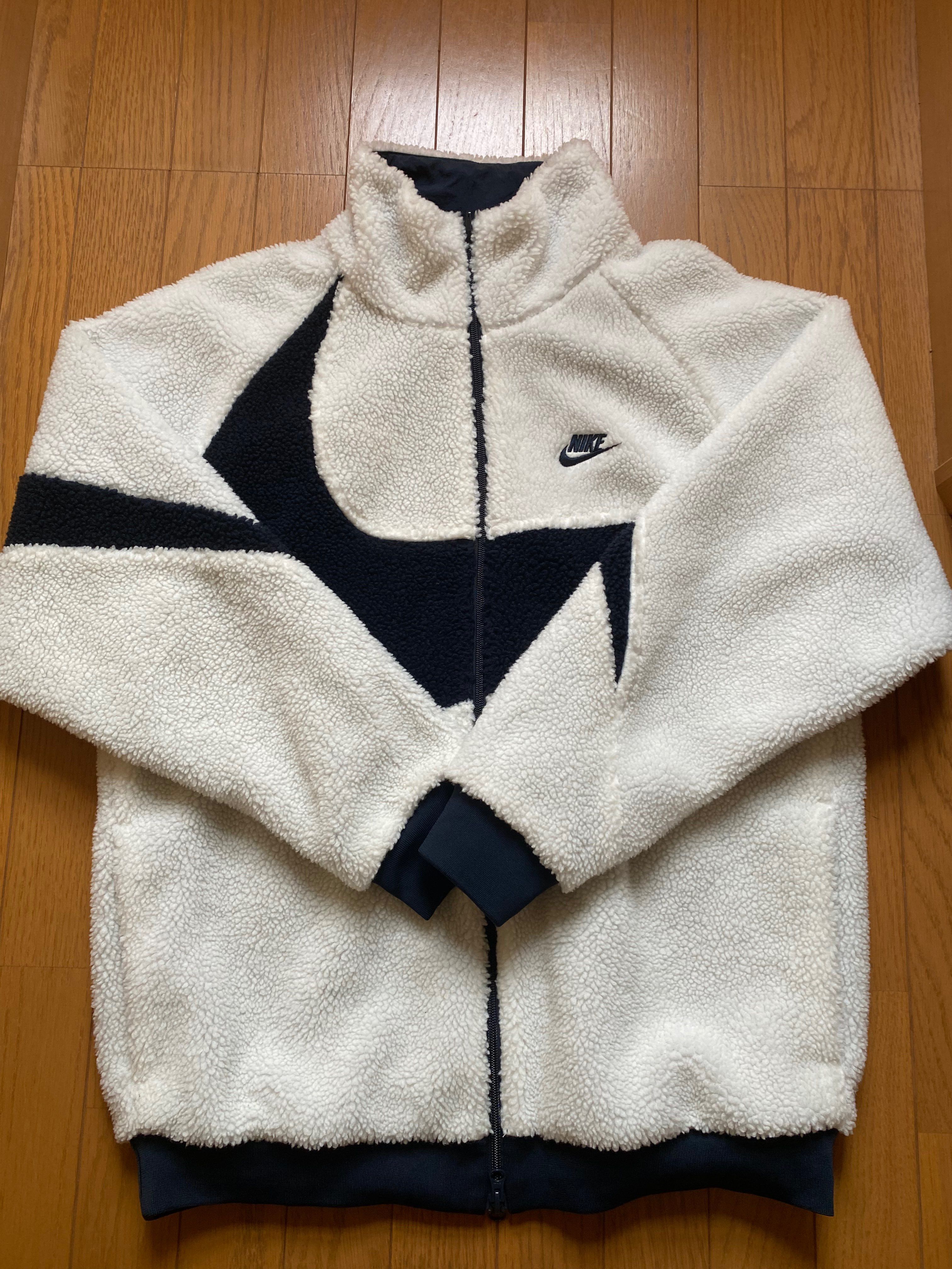 Nike Big Swoosh Reversible Boa Jacket "Sail/Dark Obsidian"