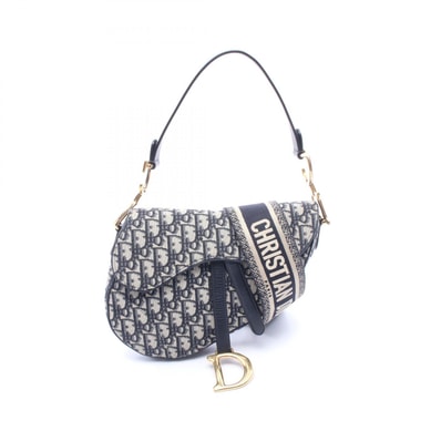 ディオール Dior SADDLE サドル オブリーク ハンドバッグ バッグ キャンバス レザー レディース ネイビー系 M0446CTZQ-M928 【中古】