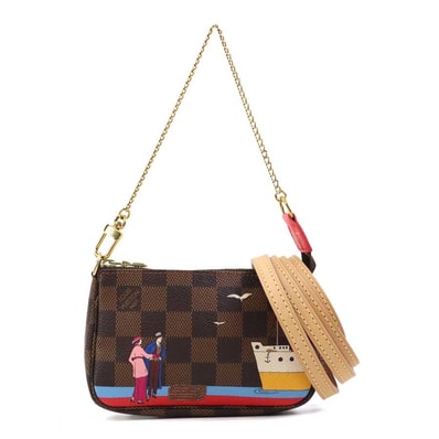 ルイ ヴィトン LOUIS VUITTON ハンドバッグ アクセサリーポーチ ショルダーバッグ ダミエ ミニ ポシェット アクセソワール ダミエキャンバス ブラウン/マルチカラー ゴールド レディース N41667【中古】 e61984a