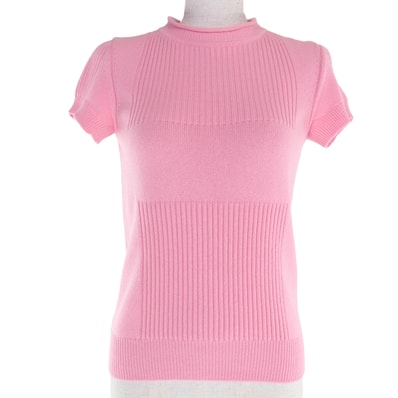 美品 エルメス 半袖ニット ピンク レディース 34