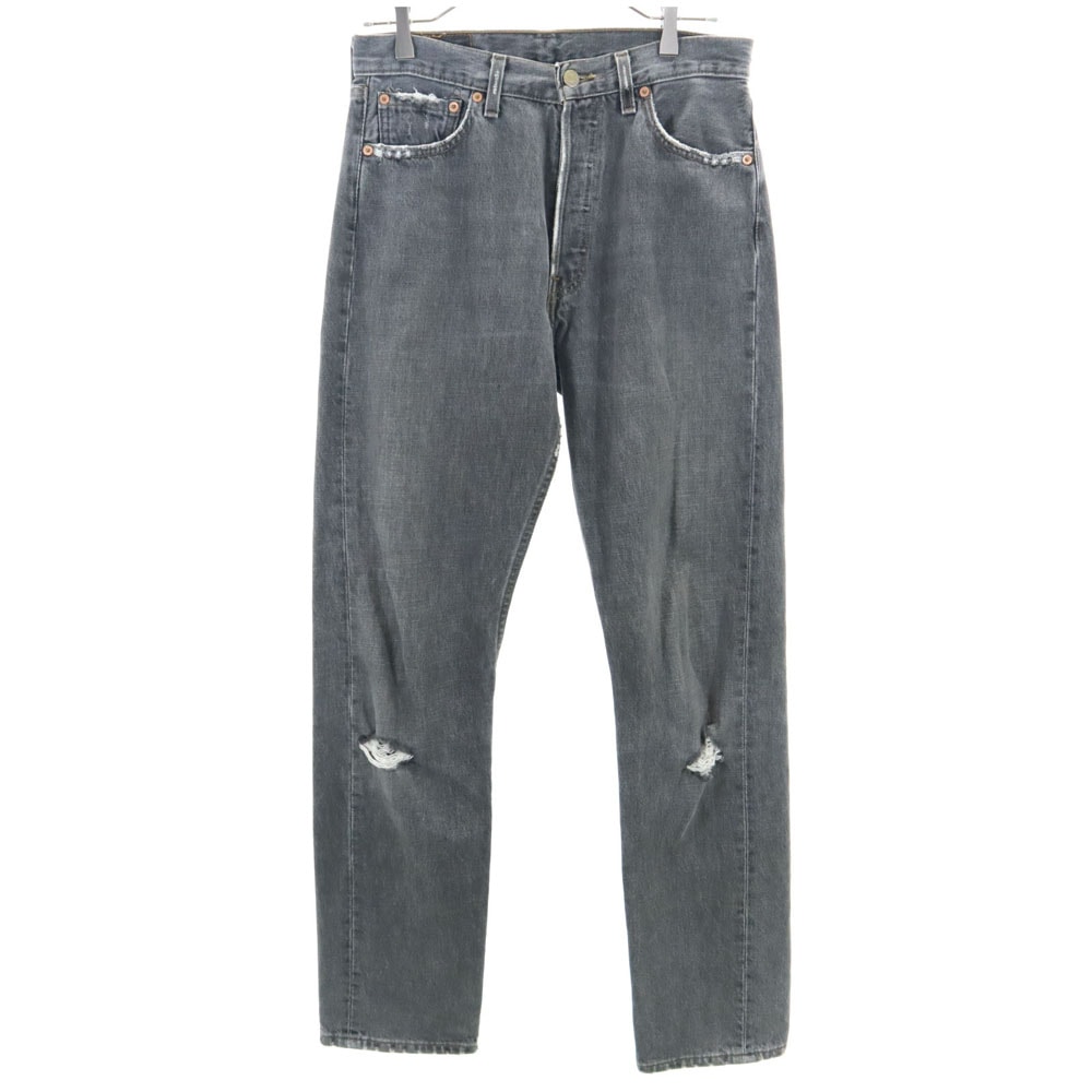 Levi's リーバイス 90s 501 USA製 後染め ブラック ストレートデニムパンツ W30 グレー ボタンフライ