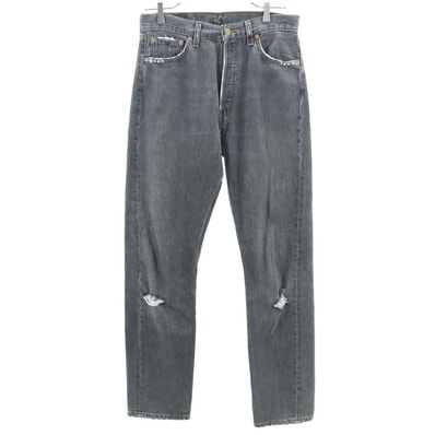 Levi's リーバイス 90s 501 USA製 後染め ブラック ストレートデニムパンツ W30 グレー ボタンフライ
