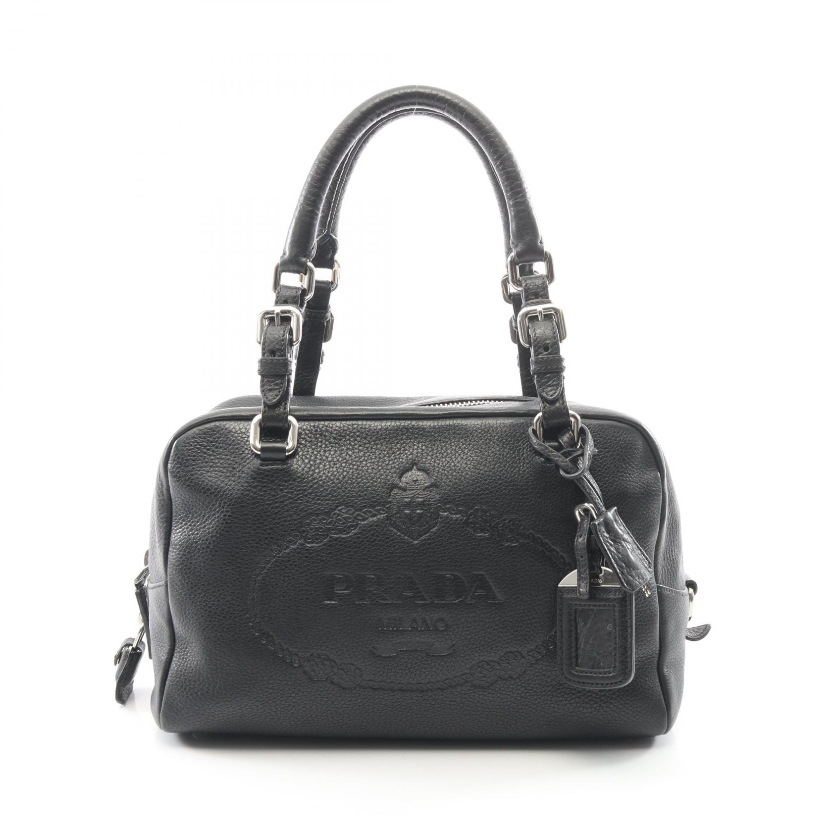 プラダ PRADA VIT.DAINO ハンドバッグ バッグ レザー レディース ブラック系 BR3091 【中古】