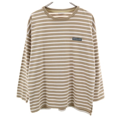 Columbia コロンビア ボーダー 長袖 Tシャツ L ベージュ系 アウトドア ロンT