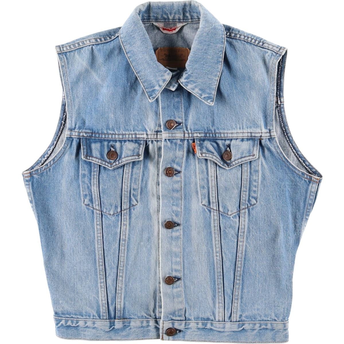 古着 リーバイス Levi's 70501-0217 ユーロモデル オレンジタブ デニムベスト フランス製 メンズS相当 ヴィンテージ/eaa584413