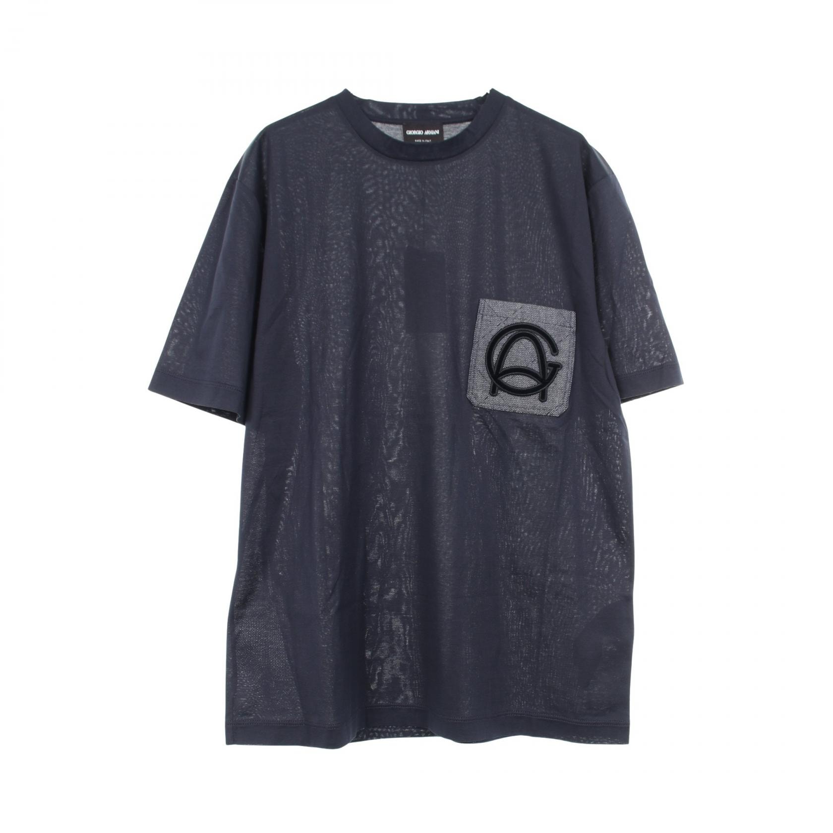 ジョルジオアルマーニ GIORGIO ARMANI ロゴポケット 半袖Tシャツ 衣料品 トップス コットン メンズ ネイビー系 6GST61 【中古】