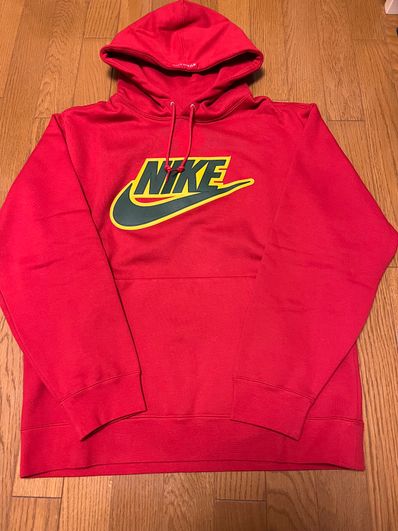 Supreme / Nike® Leather Appliqué Hooded Sweatshirt "Red"