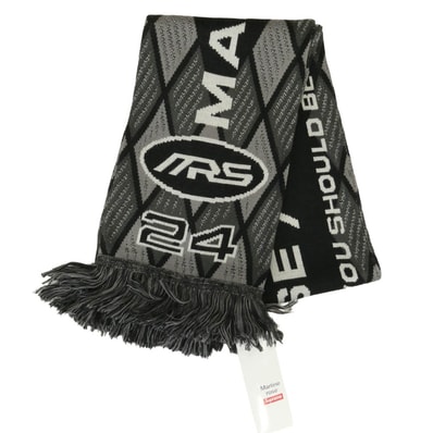 Supreme シュプリーム MARTIN ROSE マーティンローズ 24AW Scarf ロゴデザイン フリンジ マフラー スカーフ ブラック系 グレー系 140×20cm【極上美品】【中古】