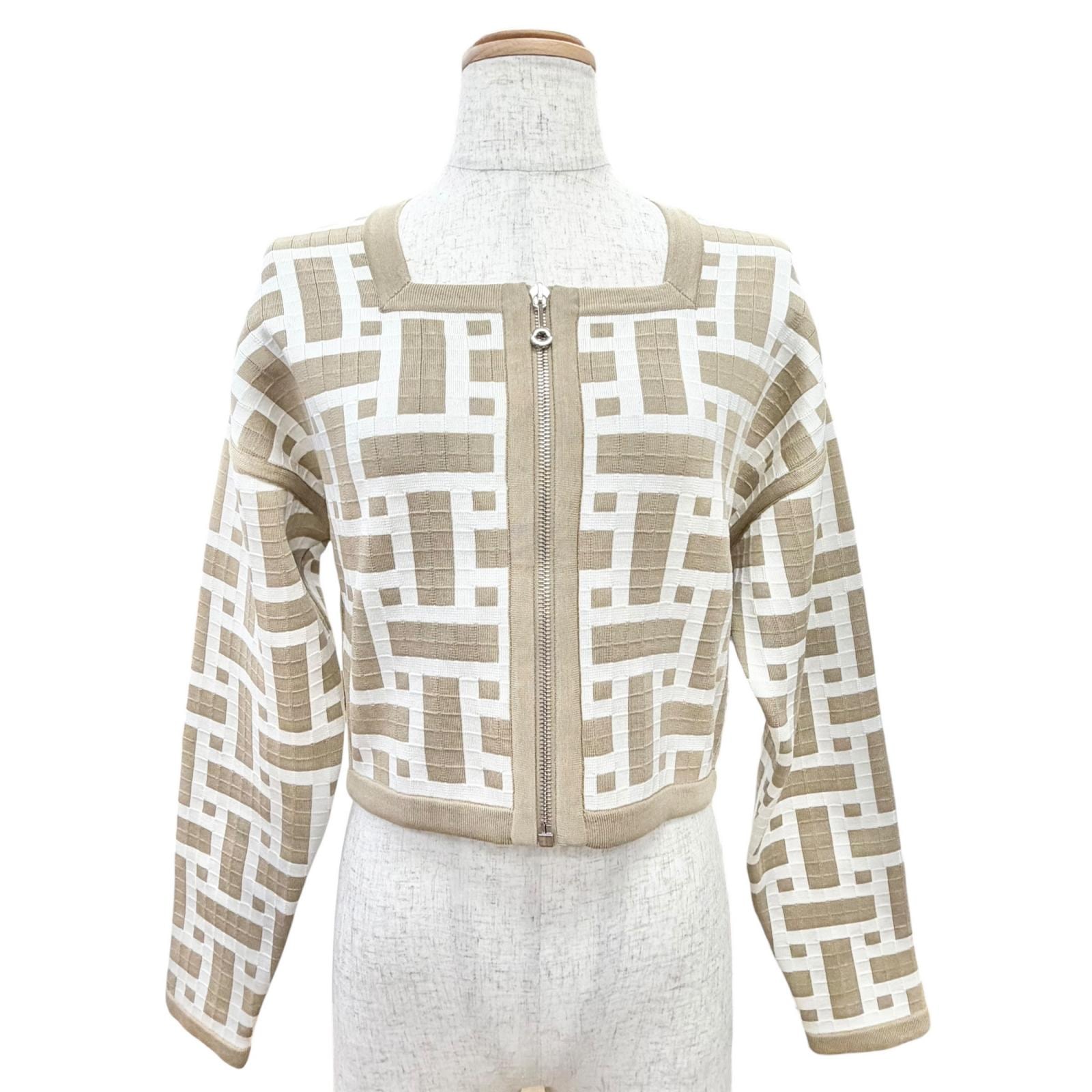 極美品 エルメス モザイク クロップド ニットジャケット 36 4E2225DJ