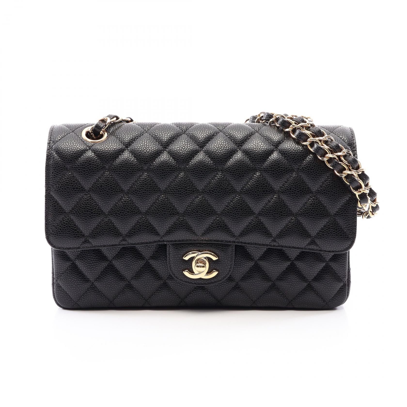 シャネル CHANEL マトラッセ Wフラップ ショルダーバッグ バッグ カーフ(牛革) レディース ブラック系 【中古】