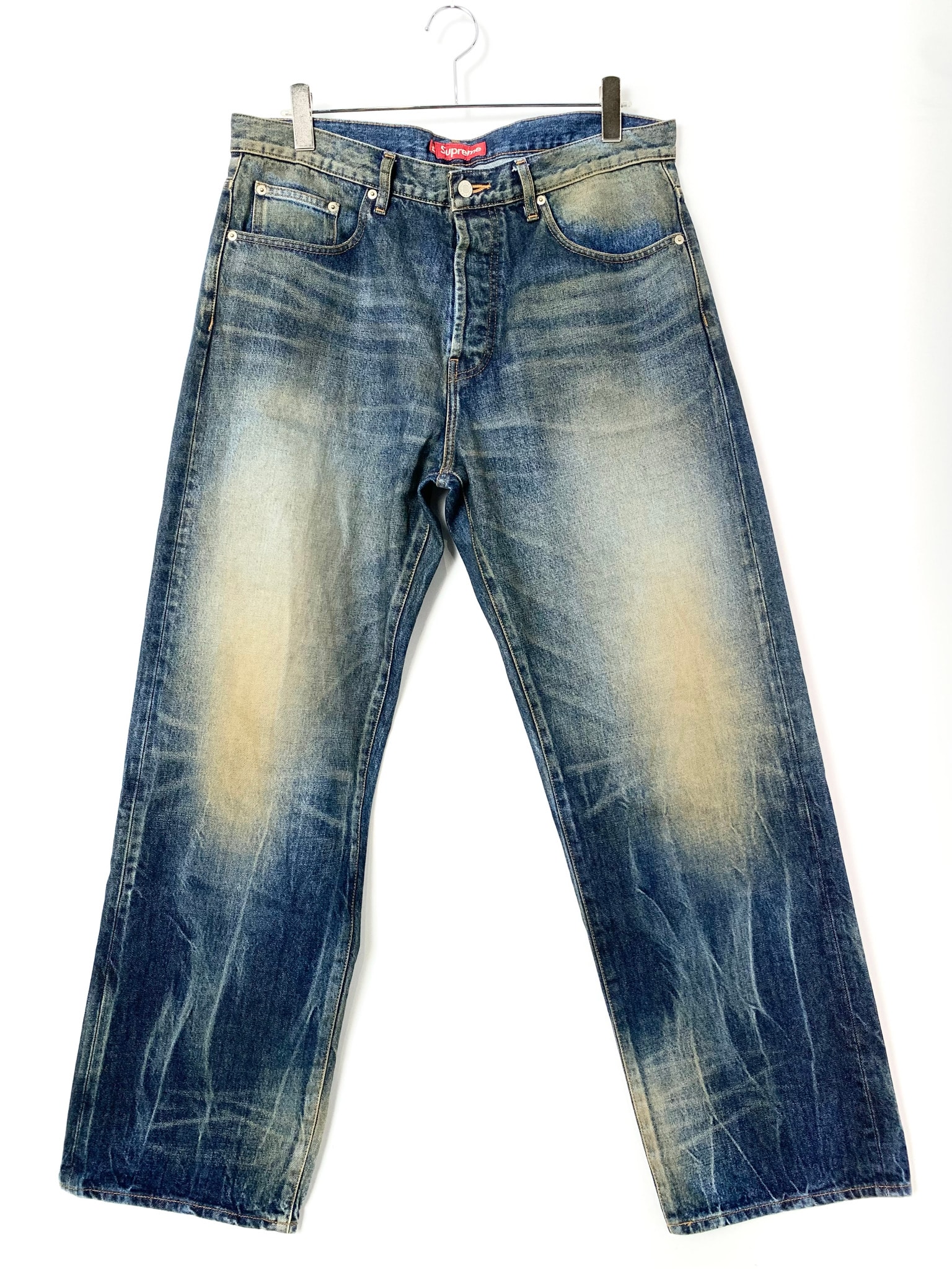 Supreme Distressed Loose Fit Selvedge Jean (26SS) "Washed Indigo"