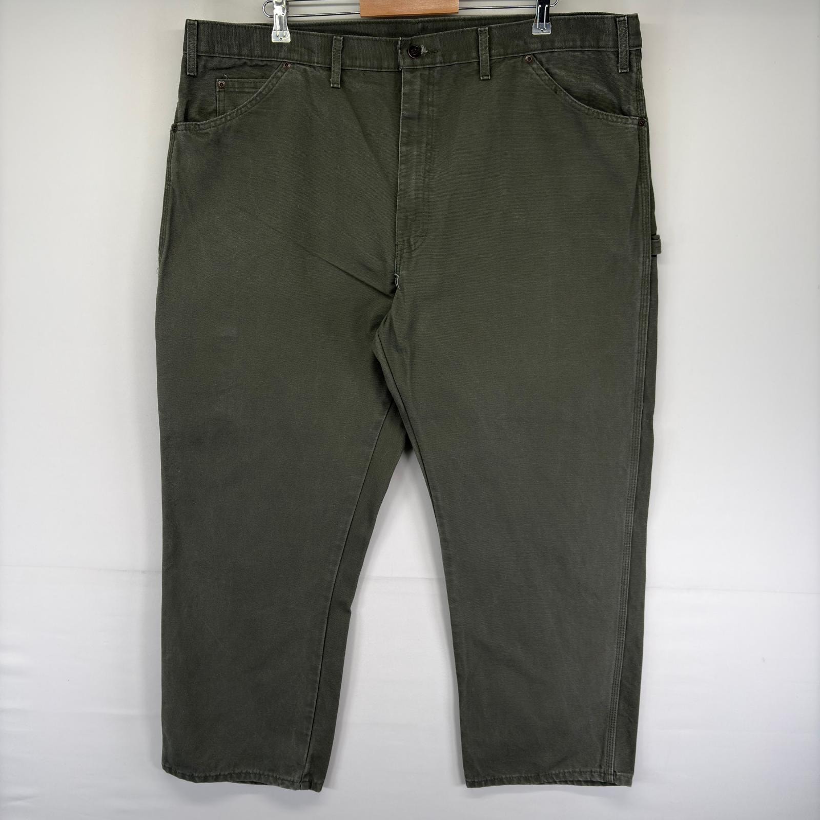 古着 ディッキーズ Dickies ダック パンツ ペインター ワンポイントロゴ 大きいサイズ ハンマーループ W44 L30  カーキ系 メンズ