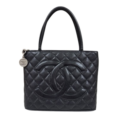シャネル 復刻トート トートバッグ キャビアスキン A01804 ブラック レディース CHANEL 中古