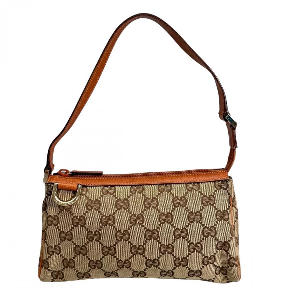 GUCCI グッチ ハンドバッグ アビー  アクセサリーポーチ 145750 GGキャンバス    ブラウン 茶 オレンジ ゴールド金具 レディース【中古品】