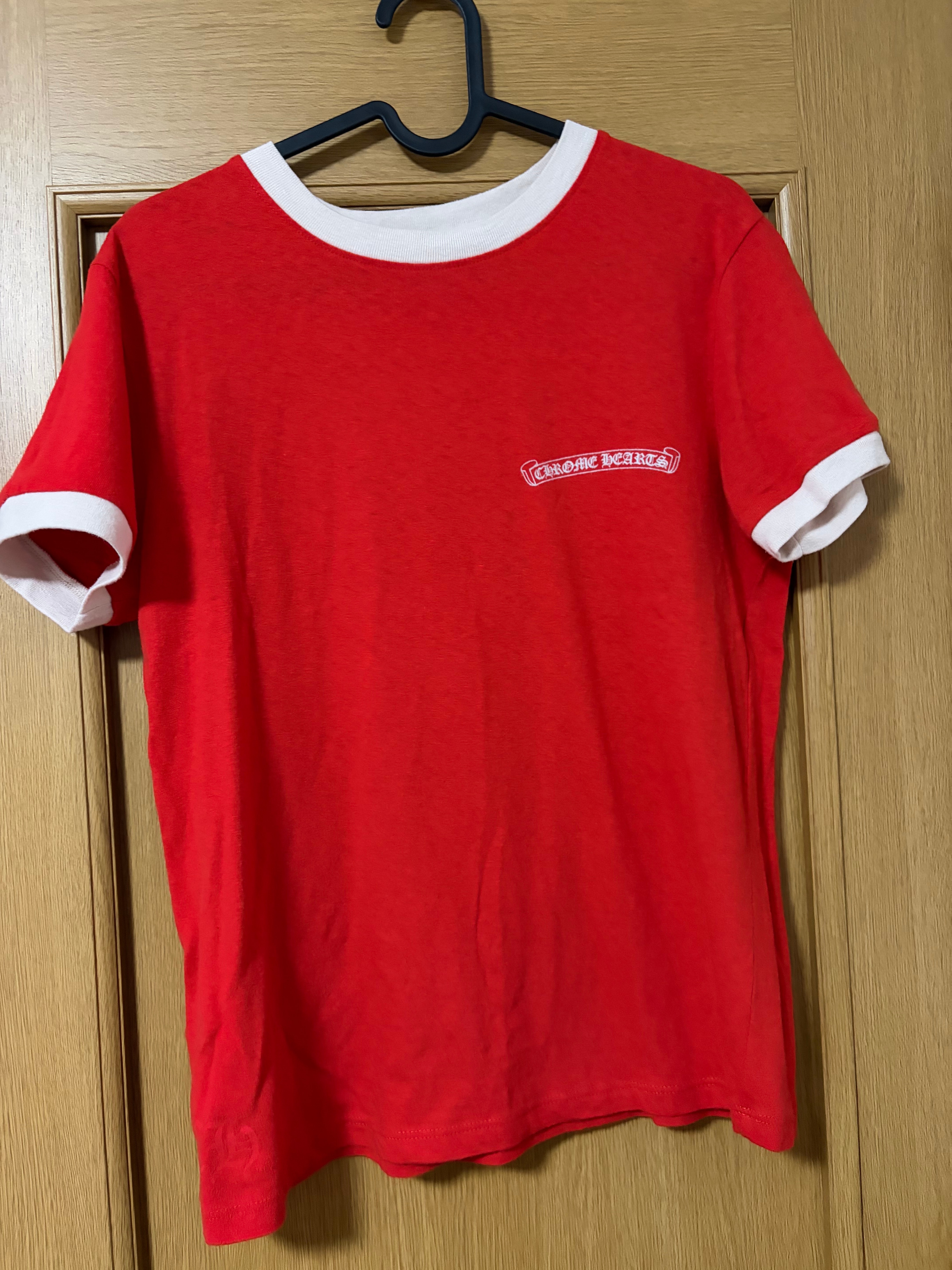 Chrome Hearts Back Horseshoe Print Ringer T-Shirt "Red/Beige"