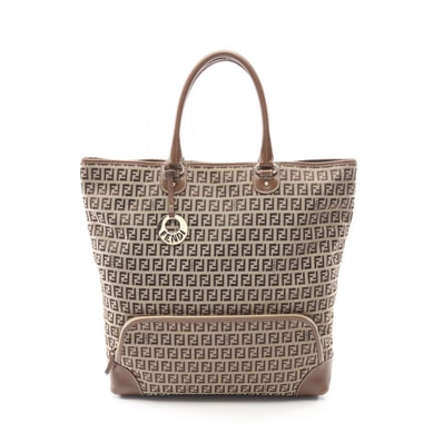 フェンディ FENDI ズッキーノ トートバッグ バッグ キャンバス レザー レディース ベージュ系 / ブラウン系 【中古】