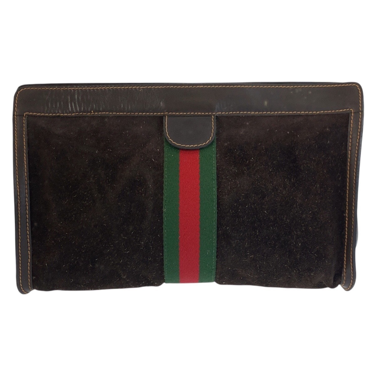 GUCCI グッチ ヴィンテージ シェリーライン ブラウン スウェード レザー/ クラッチバッグ セカンドバッグ 602134 【中古】