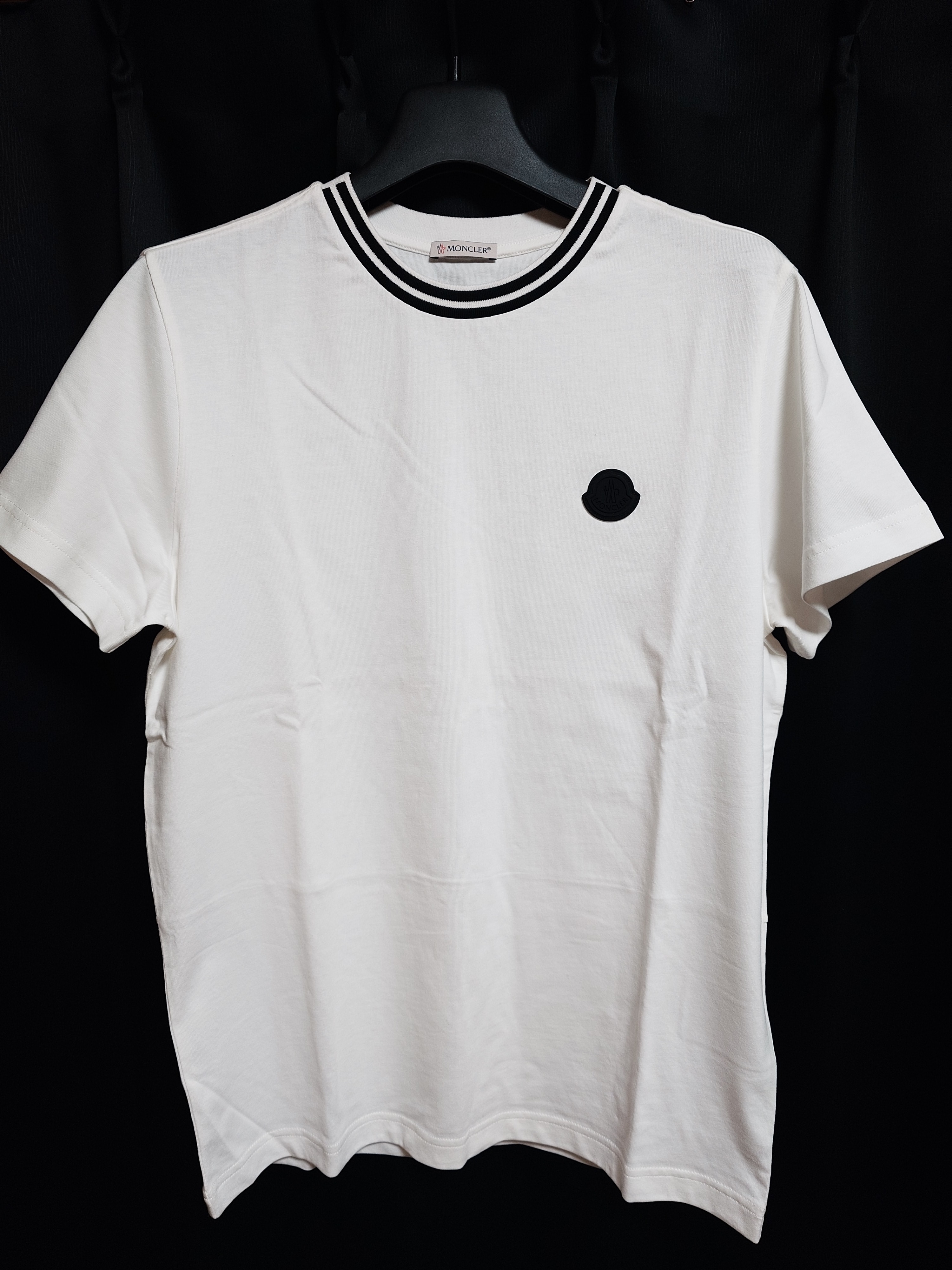 MONCLER Tシャツ Mサイズ ラバーロゴ【新品未使用】トリコロール ホワイト