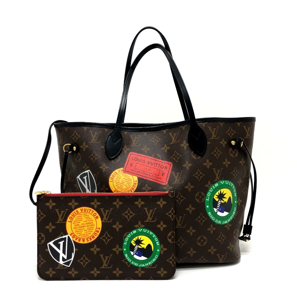 ルイヴィトン LOUIS VUITTON ネヴァーフルMM M42844 ワールドツアー ポーチ付き カバン トートバッグ バッグ ハンドバック トートバッグ モノグラムマカサーキャンバス ブラウン 新品同様