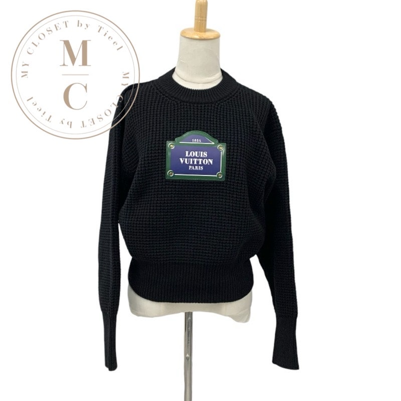 ルイヴィトン LOUIS VUITTON トップス ブラック ニット 23AW LVストリートサイン