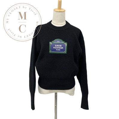 ルイヴィトン LOUIS VUITTON トップス ブラック ニット 23AW LVストリートサイン