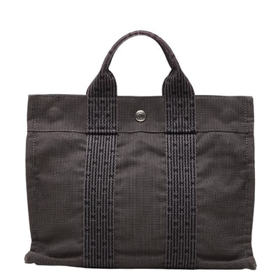 エルメス エールライン トートPM ハンドバッグ グレー キャンバス レディース HERMES 【中古】