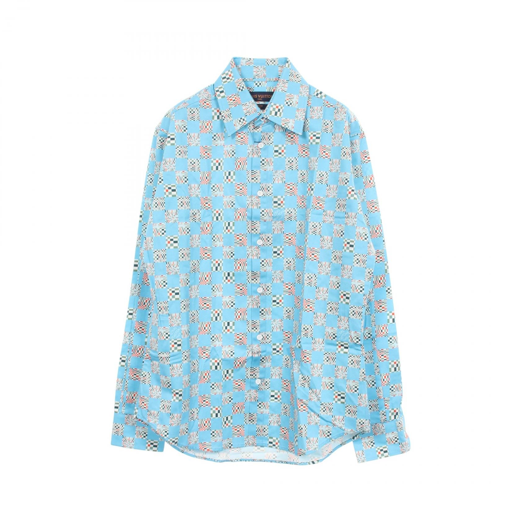 ルイ・ヴィトン LOUIS VUITTON ディストーテッドダミエ 長袖 衣料品 トップス コットン メンズ ブルー系 / マルチカラー RM211 ZYT HKS71W 【中古】