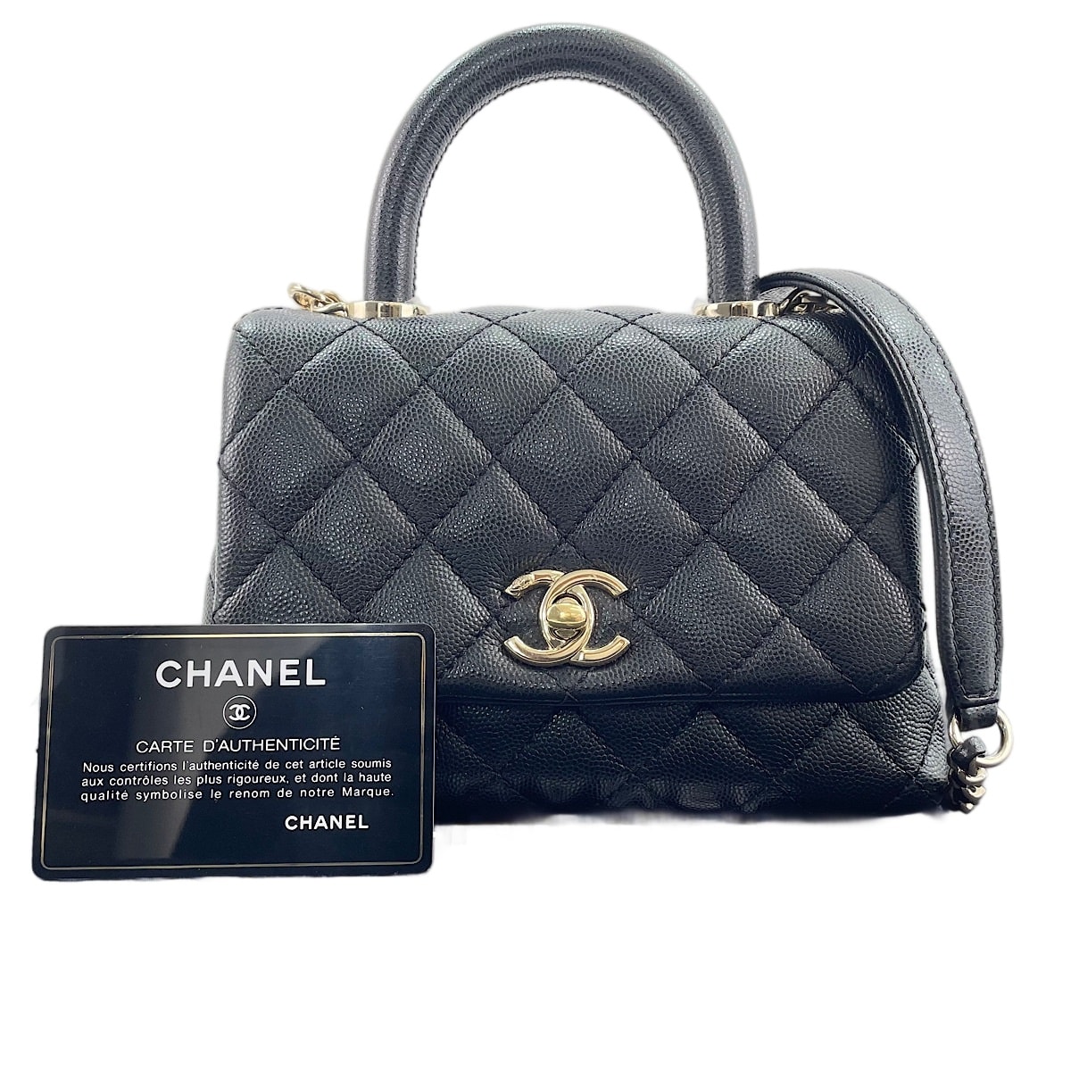 シャネル CHANEL キャビアスキン ココハンドル 19 ハンドバッグ【中古】