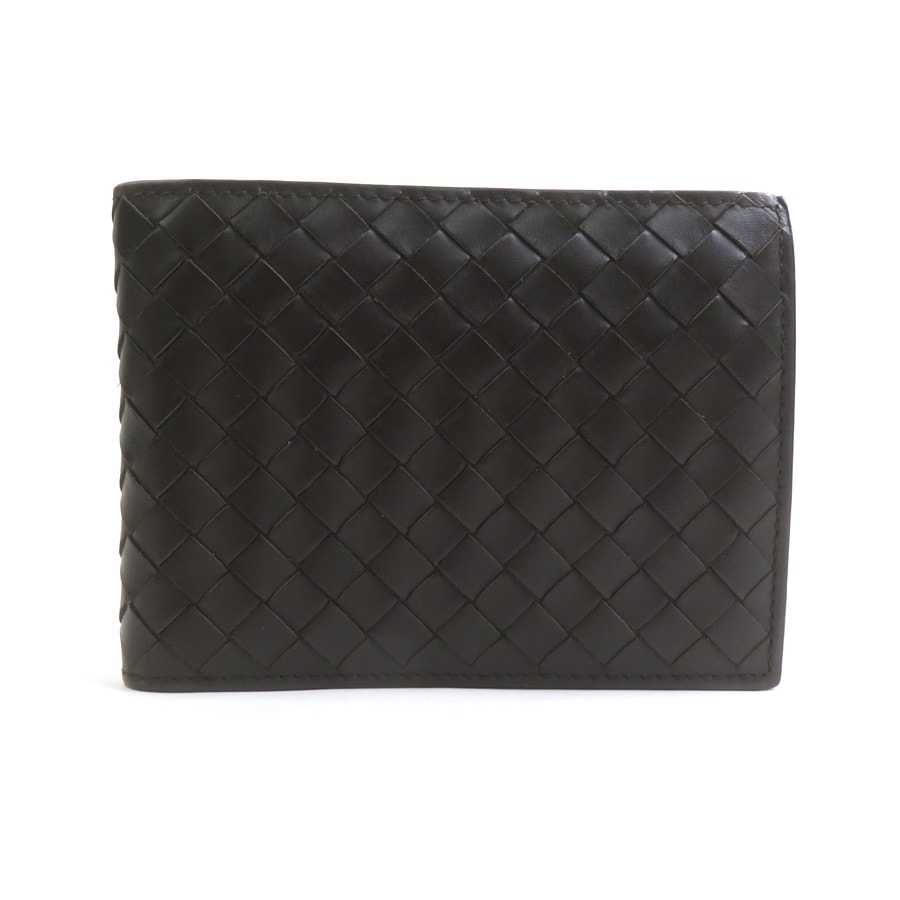 ボッテガヴェネタ BOTTEGAVENETA 二つ折り財布 イントレチャート レザー ブラウン メンズ【中古】 h32673j