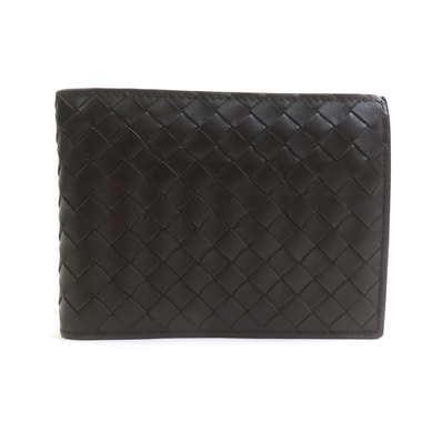 ボッテガヴェネタ BOTTEGAVENETA 二つ折り財布 イントレチャート レザー ブラウン メンズ【中古】 h32673j
