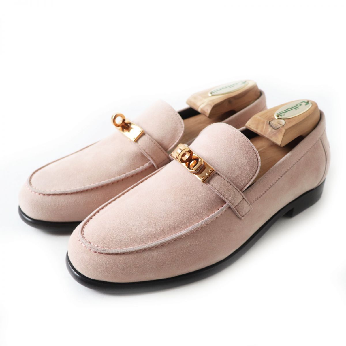 エルメス
 ローファー ダスティピンク×ゴールド金具 レディース 36