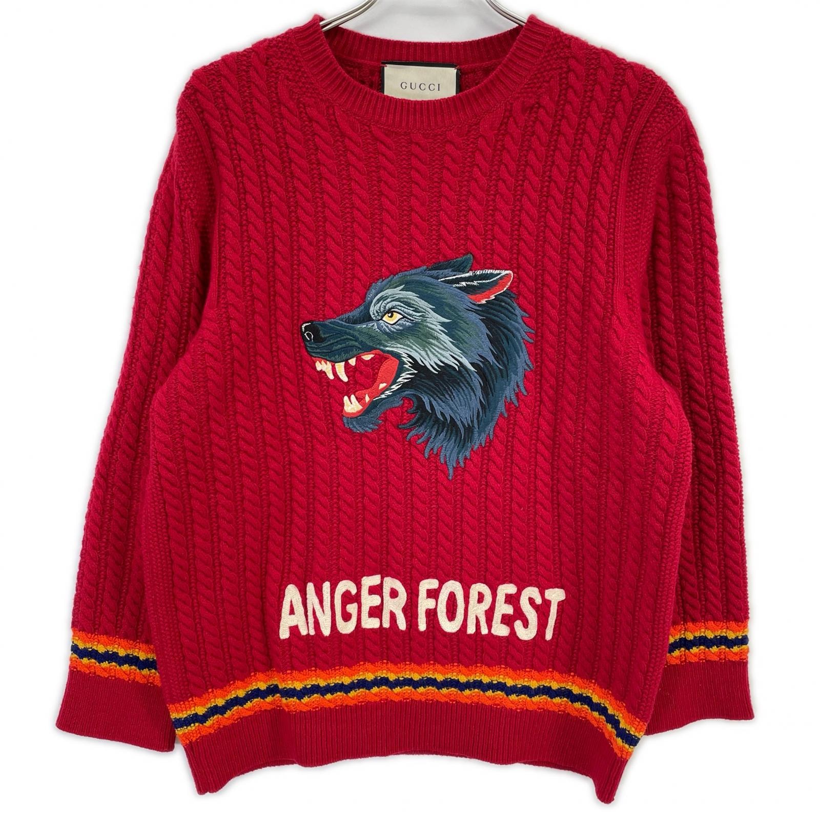 グッチ 【国内正規】486910 ANGER FOREST ウルフ刺繍 ニットセーター L