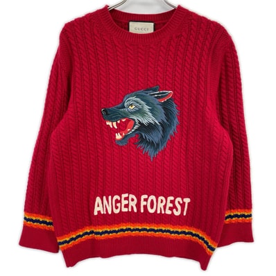 グッチ 【国内正規】486910 ANGER FOREST ウルフ刺繍 ニットセーター L