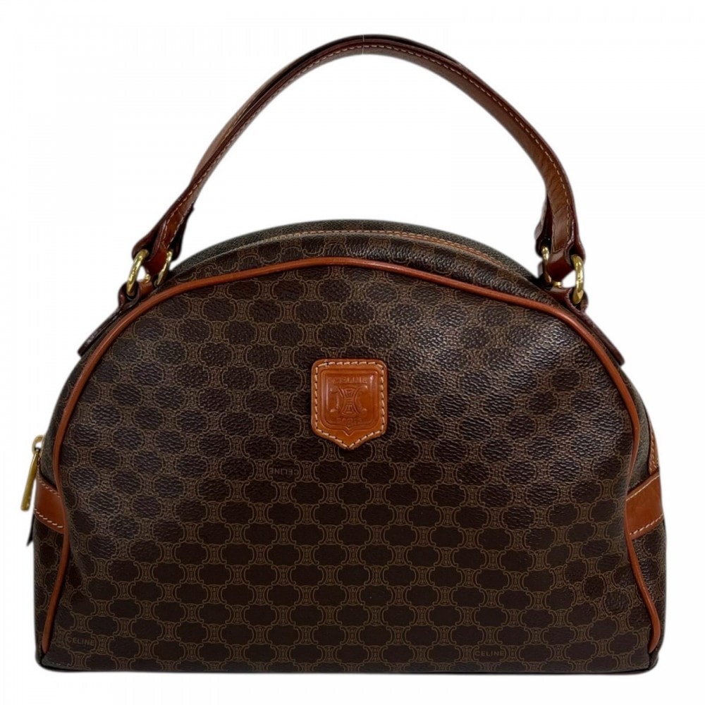 CELINE セリーヌ ショルダーバッグ マカダム  レザー   ブラウン 茶 ゴールド金具 レディース【中古品】