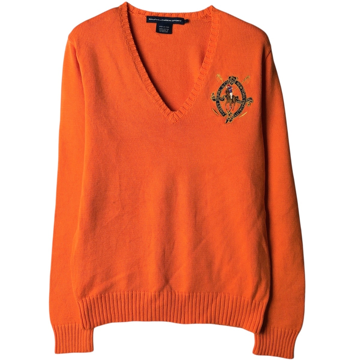 古着 ラルフローレン Ralph Lauren RALPH LAUREN SPORT Vネック コットンニットセーター レディースL相当/eaa628706