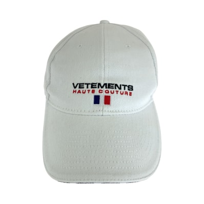 美品 VETEMENTS ヴェトモン フリーサイズ ホワイト コットン キャップ ベースボールキャップ 男女兼用 603042 【中古】
