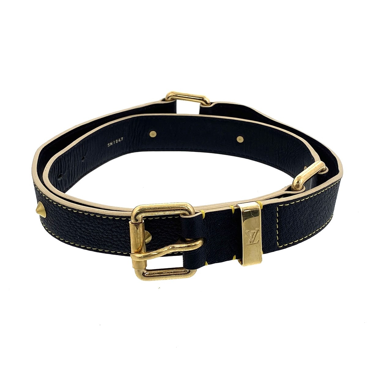 LOUIS VUITTON ルイ・ヴィトン サンチュールスハリ ベルト M6869W レザー ブラック ゴールド 【中古】