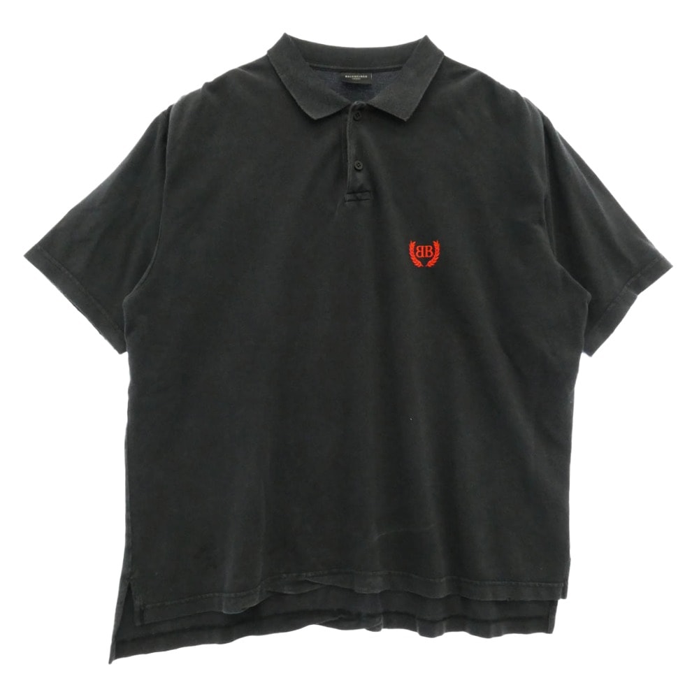 BALENCIAGA Men's Laurel Classic Short Sleeve Regular Polo "Faded Black"