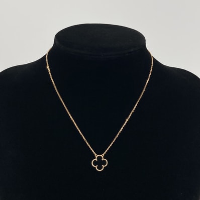 Van Cleef & Arpels(ヴァンクリーフ&アーペル) ヴィンテージ アルハンブラ ペンダント オニキス イエローゴールド Au750 ネックレス 5.2g ゴールド×ブラック